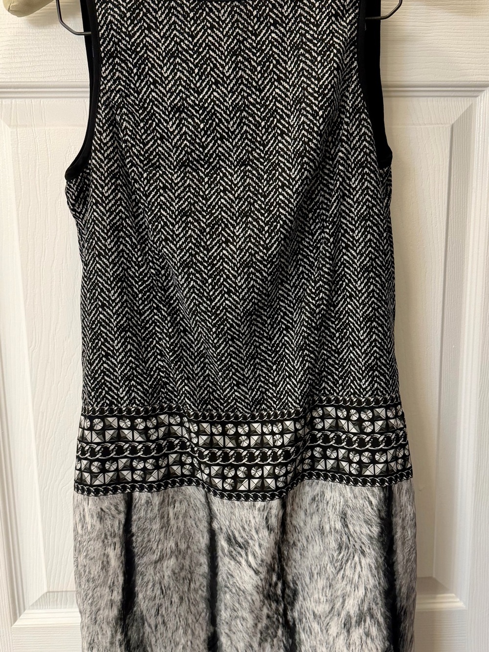 Michael Kors Black & White Patterned Midi Dress
